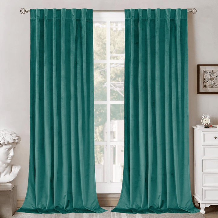 Una Velvet Pleated Curtains - Luxury 100% Blackout Drapery