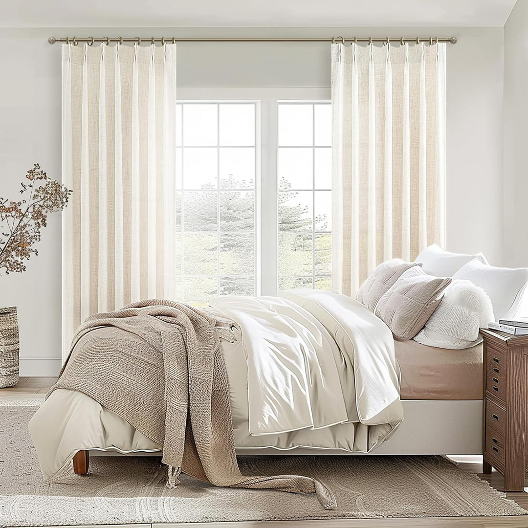 Ivory white linen curtains for bedroom-Easylife Curtains