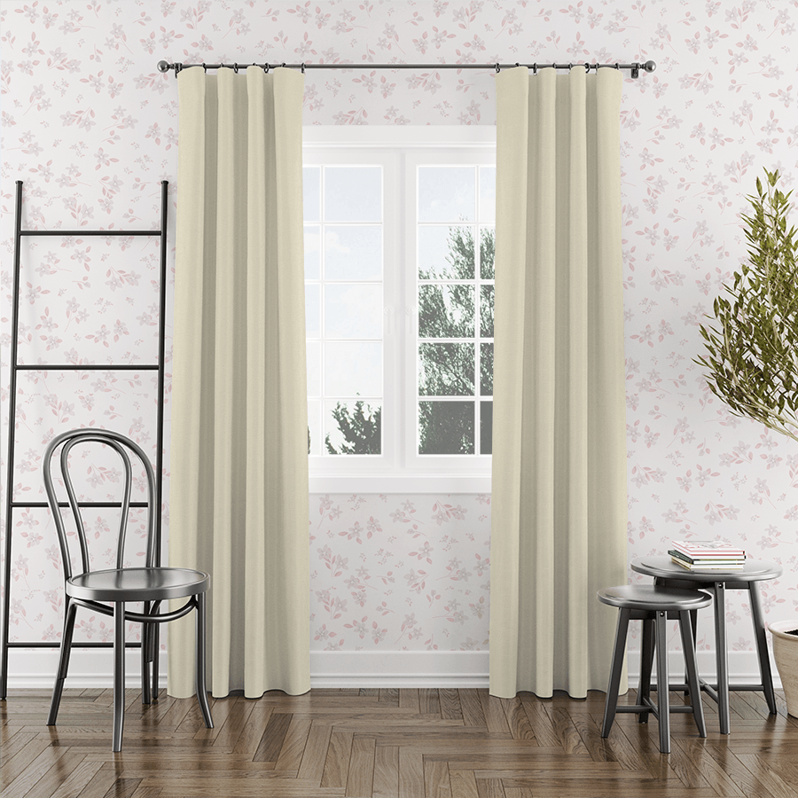 Bisque beige linen curtains pleated-Easylife curtains