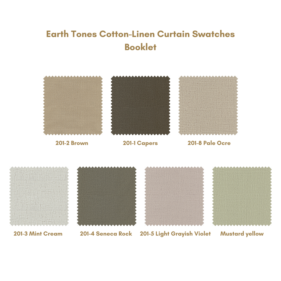 Earth Tones Cotton-Linen Blackout Curtains Pleated