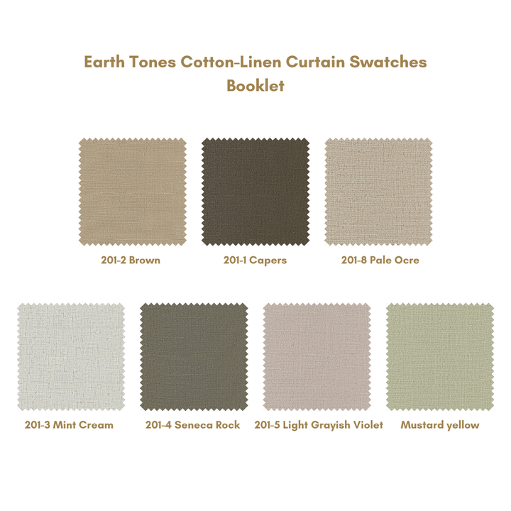Earth Tones Cotton-Linen Blackout Curtains Pleated