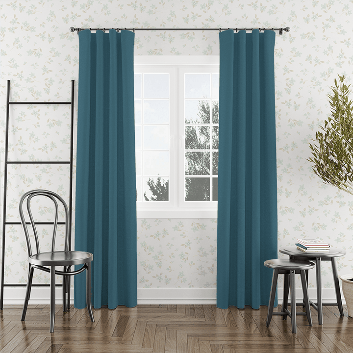 Peacock Blue linen curtains-Easylife Curtains
