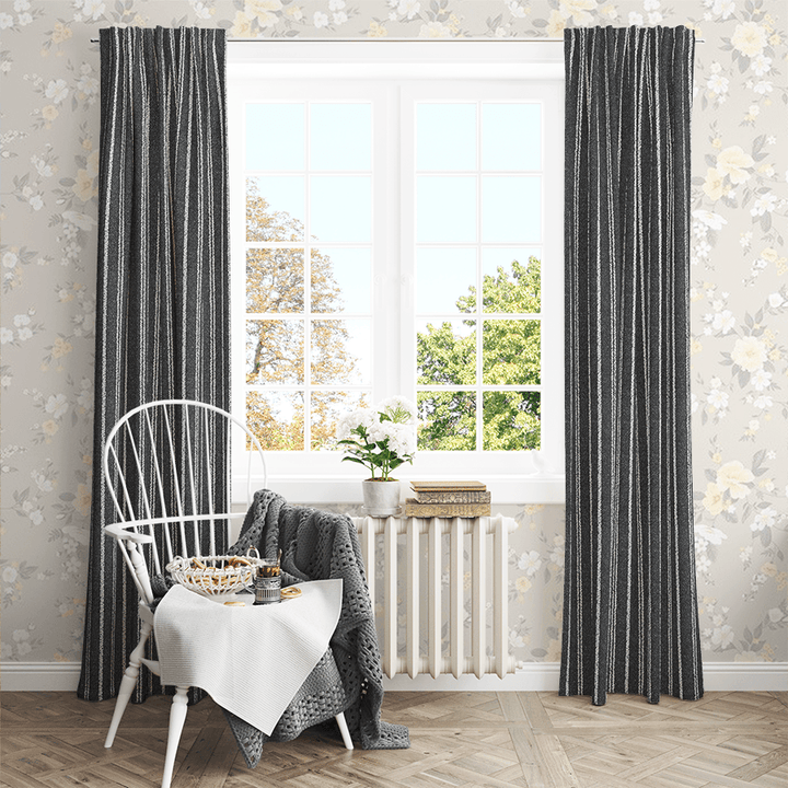 Lena Chalk Stripe wool custom curtains