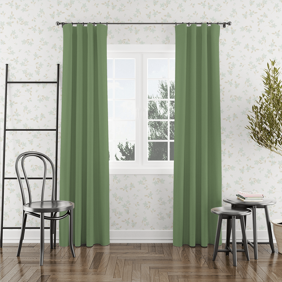 Grass green linen curtains