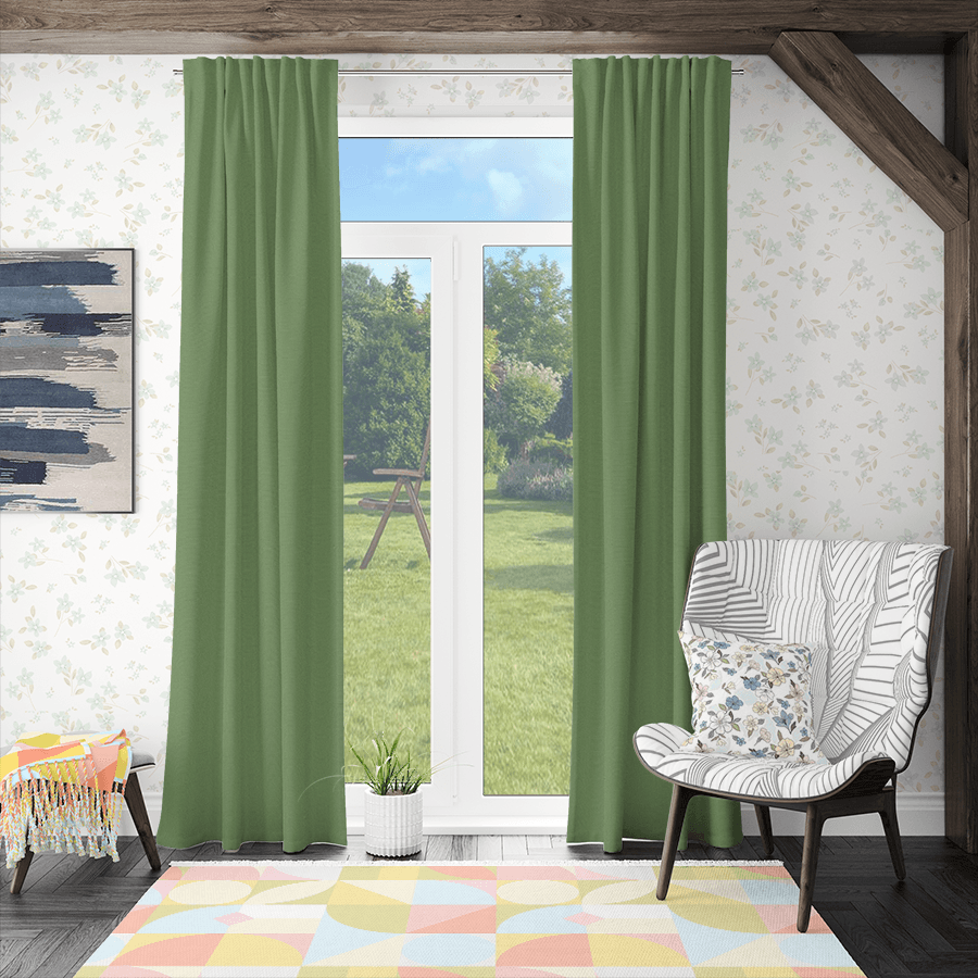 Grass green linen curtains for lounge room-Easylife Curtains