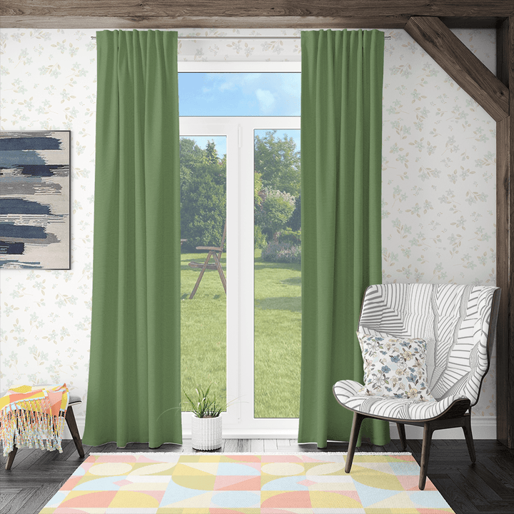 Grass green linen curtains for lounge room-Easylife Curtains