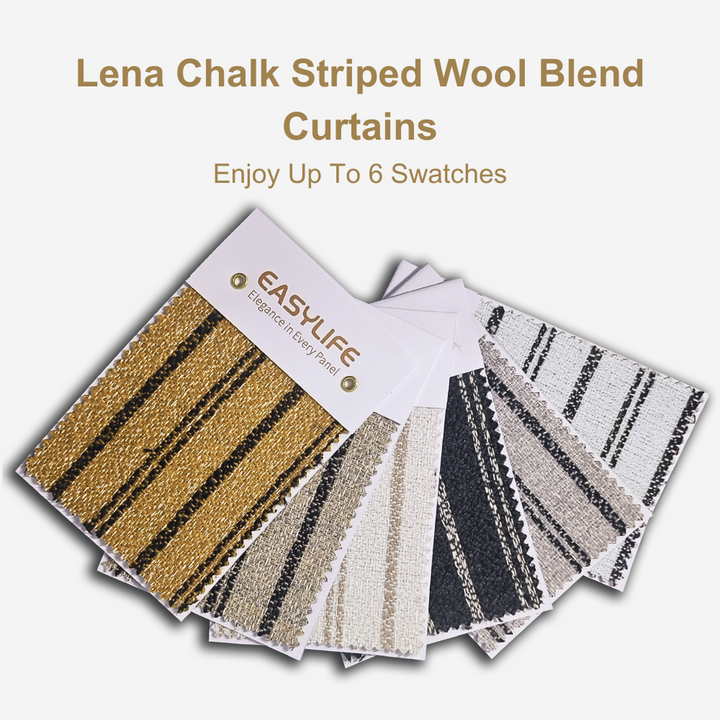 Lena Chalk Striped Wool Blend Curtains Swatches Booklet
