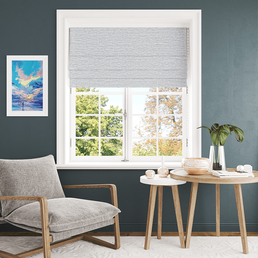 Gray Linen Roman Shades, Premium Blackout Roman Window Shades