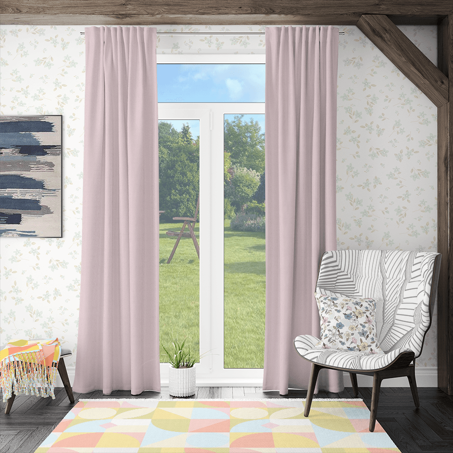 Light pink linen drapes for lounge room-Easyife Curtains
