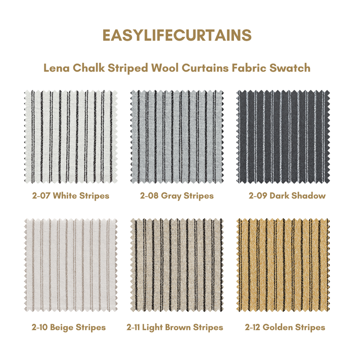 Lena Chalk Striped Wool Blend Curtains Swatches Booklet