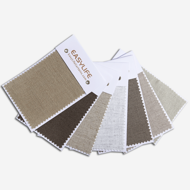 Earth Tones Cotton-Linen Blackout Curtains Pleated