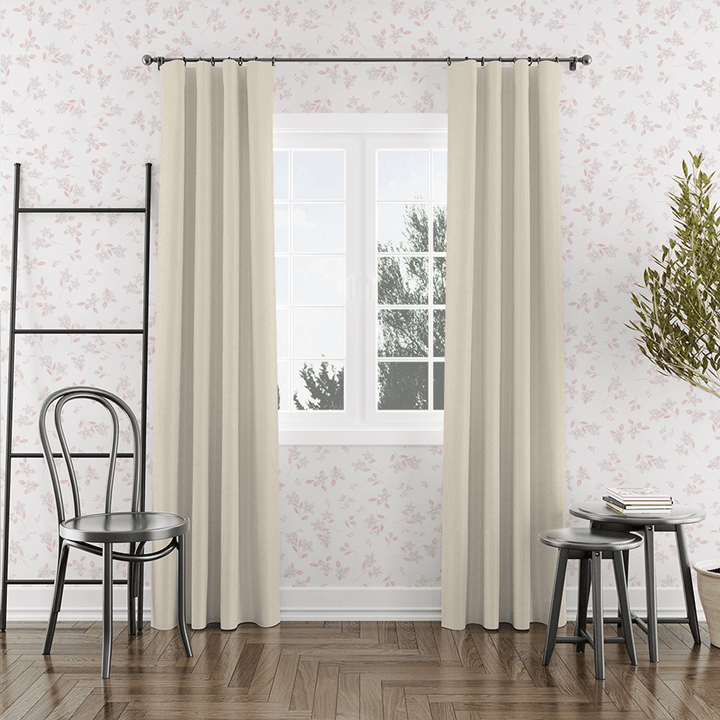 peach puff white linen curtains-Easylife Curtains