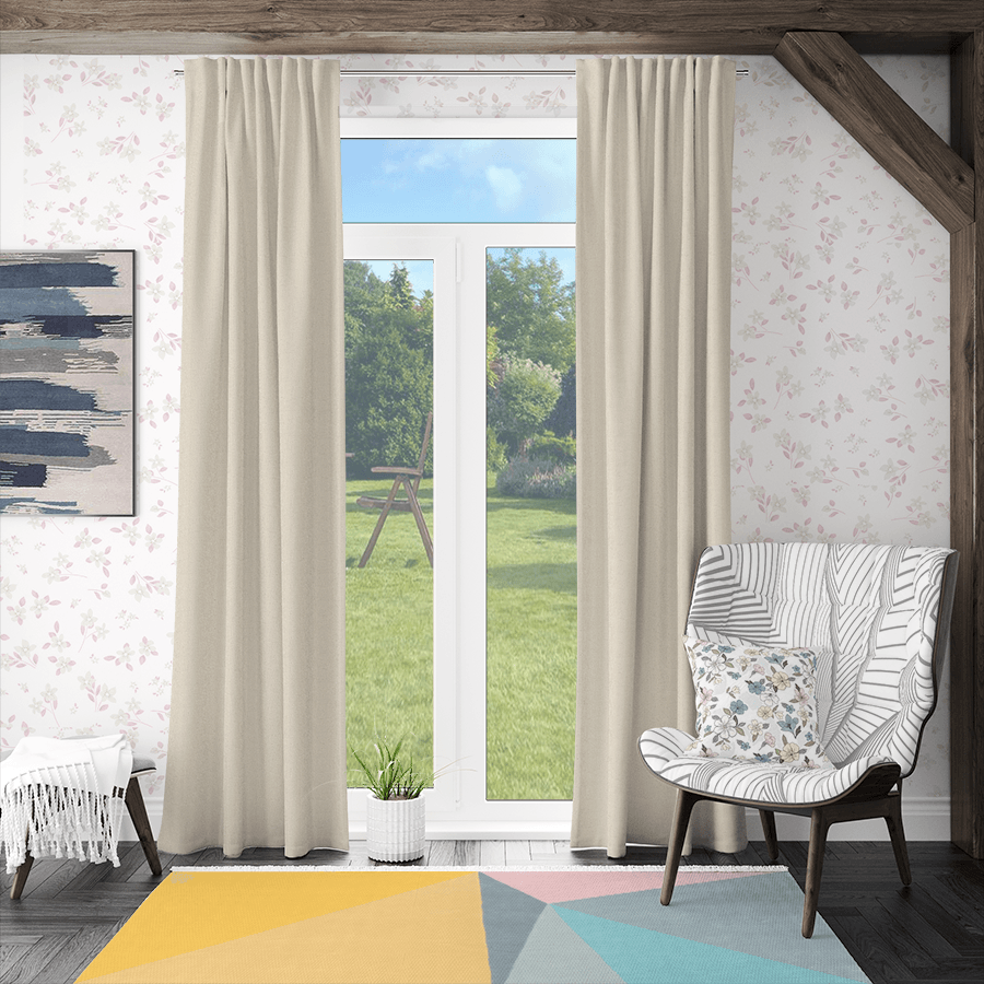 peach puff white linen curtains-Easylife Curtains