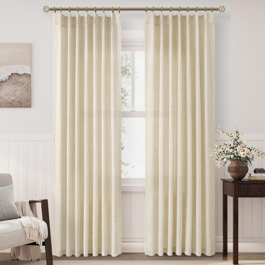peach white linen curtains
