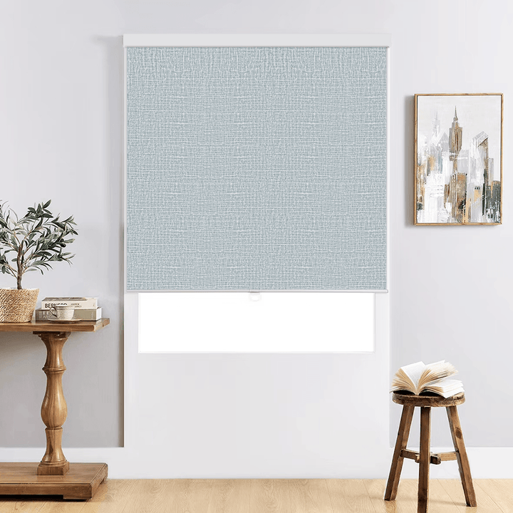 Linen Roller Blinds Shades for Indoor Windows Pull Down Cordless Blackout Black Out Window Shade 
