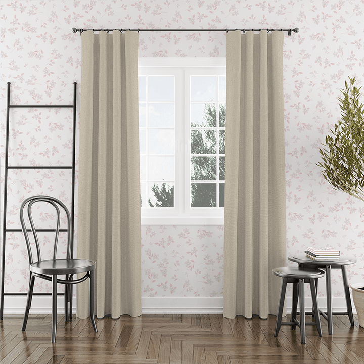 Yellow brown linen curtains for study room-Easylife Curtains