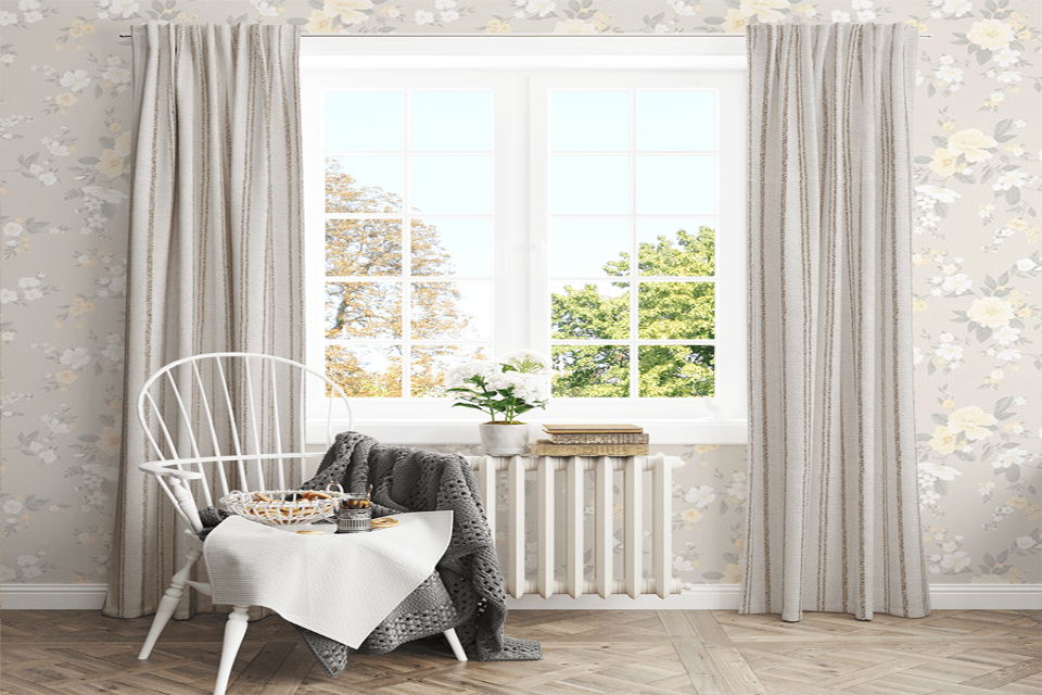 Lena Chalk Stripe wool custom curtains