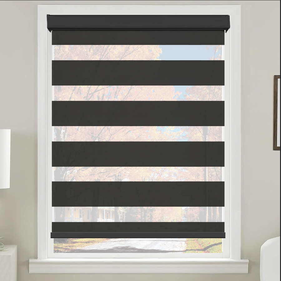 Easy to Install zebra shades blinds Thermal Insulated Blinds, Blackout black, Custom Size
