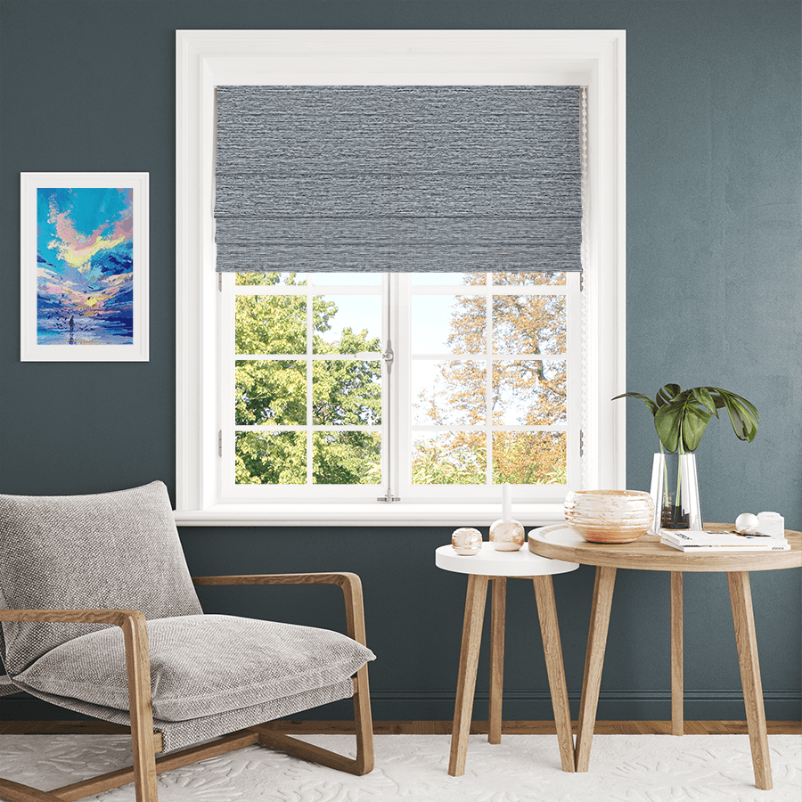 Roman Window Shades, gray Premium Blackout Shades, Custom Washable Fabric Roman Blinds