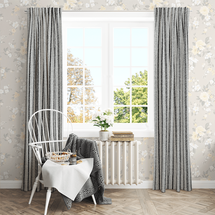 Lena Chalk Stripe wool custom curtains