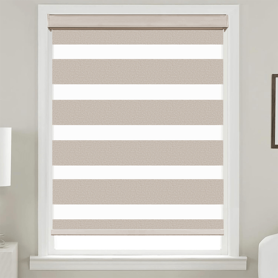 Corded Zebra Roller Shades Dual Layer Day Night Blinds