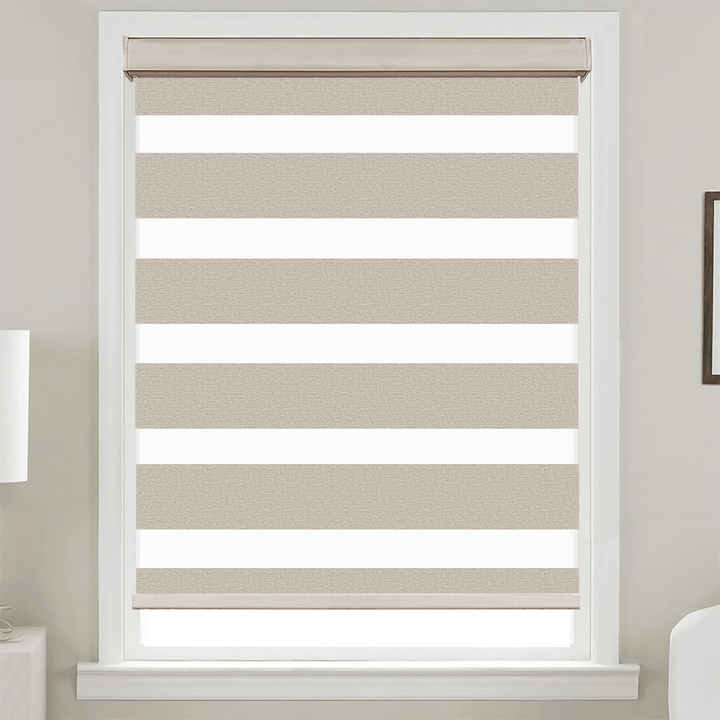 Corded Zebra Roller Shades Dual Layer Day Night Blinds