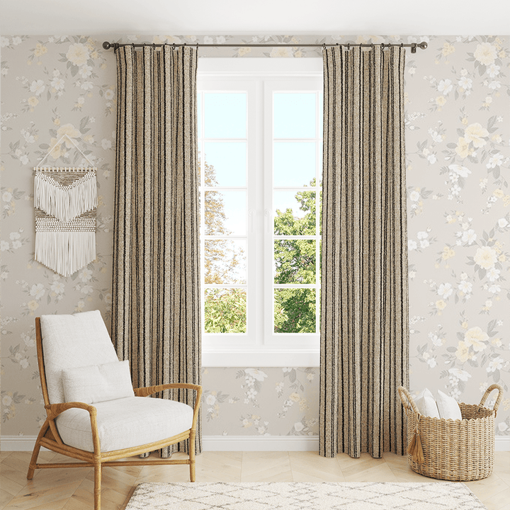 Lena Chalk Stripe wool custom curtains