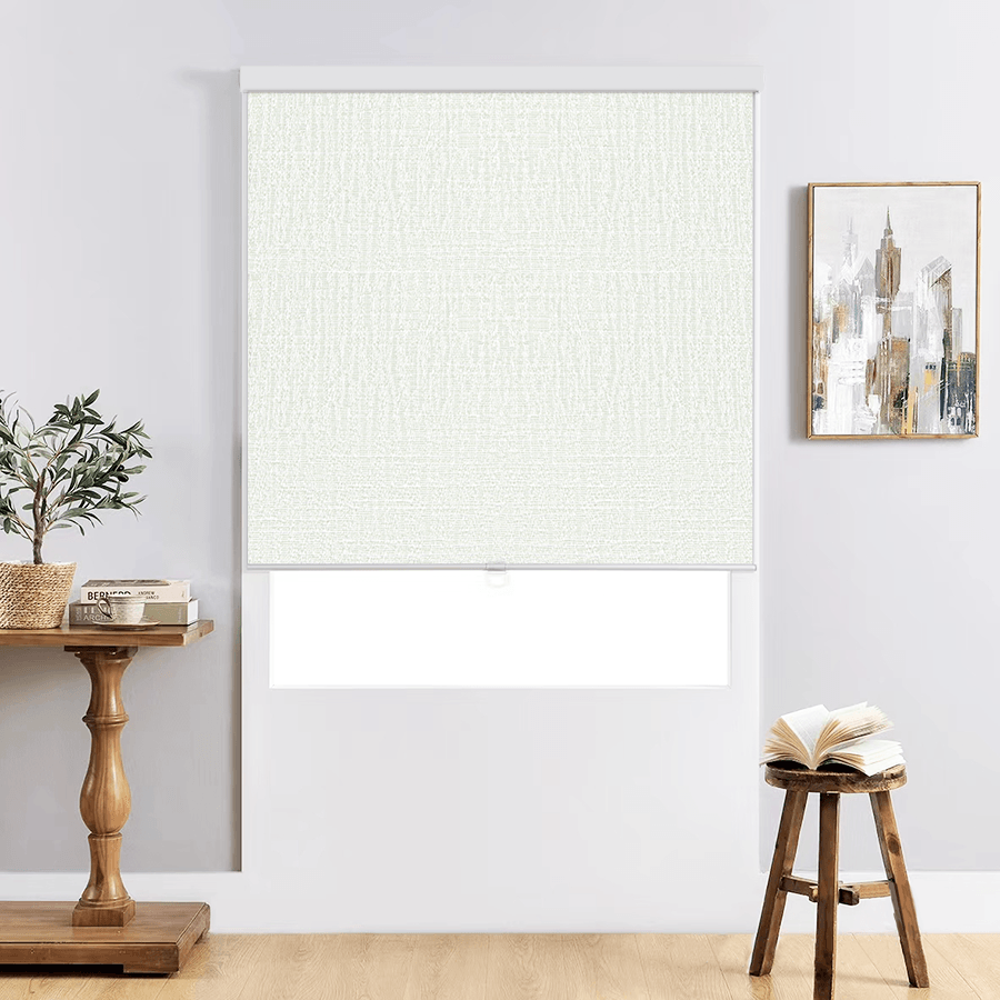 yellow custom blackout roller shades for living room by Easylife Curtains