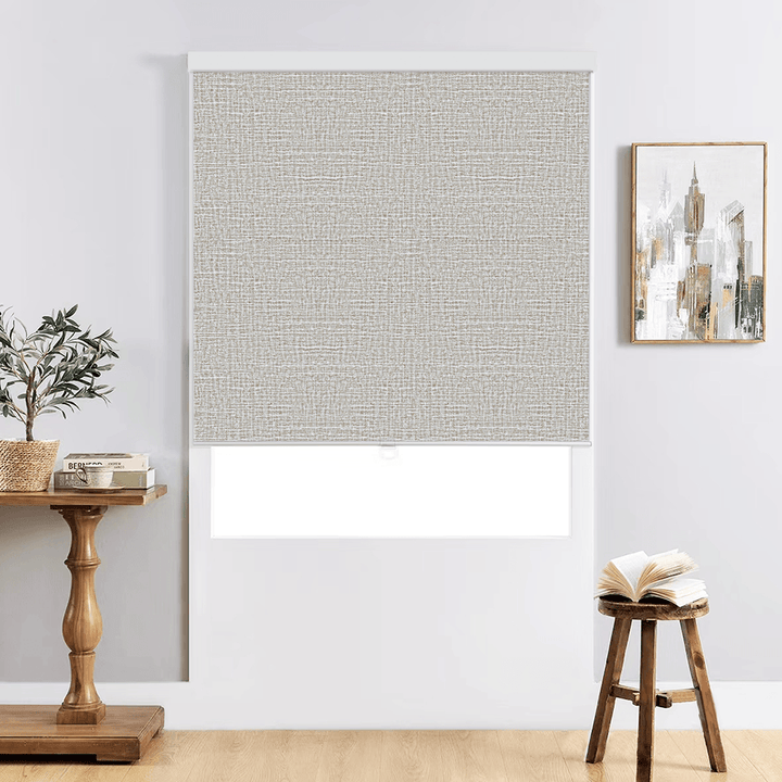 Blackout Window Blinds Cordless,  Window Shades with UV Protection Thermal Insulated Linen Fabric