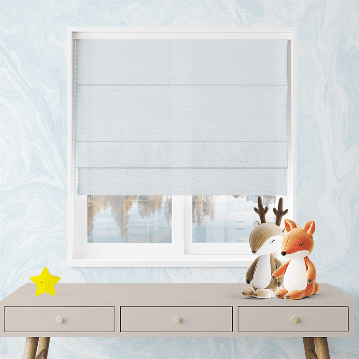 linen roman shades & white relaxed roman shades