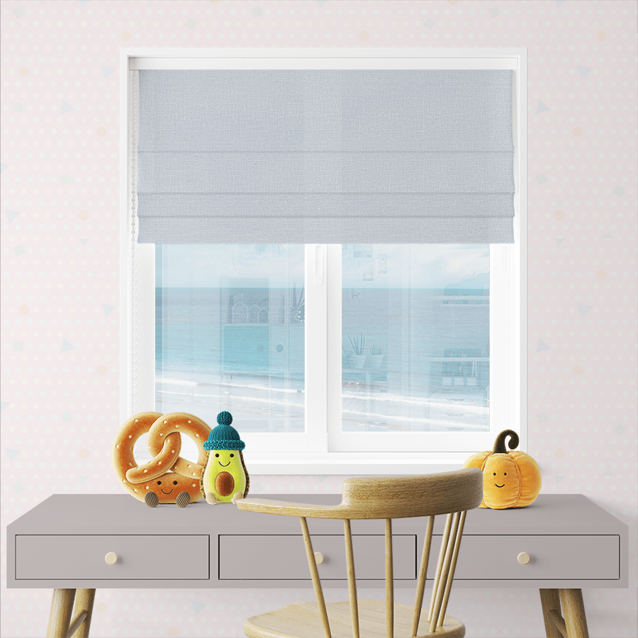 romanshade with silver cloud color