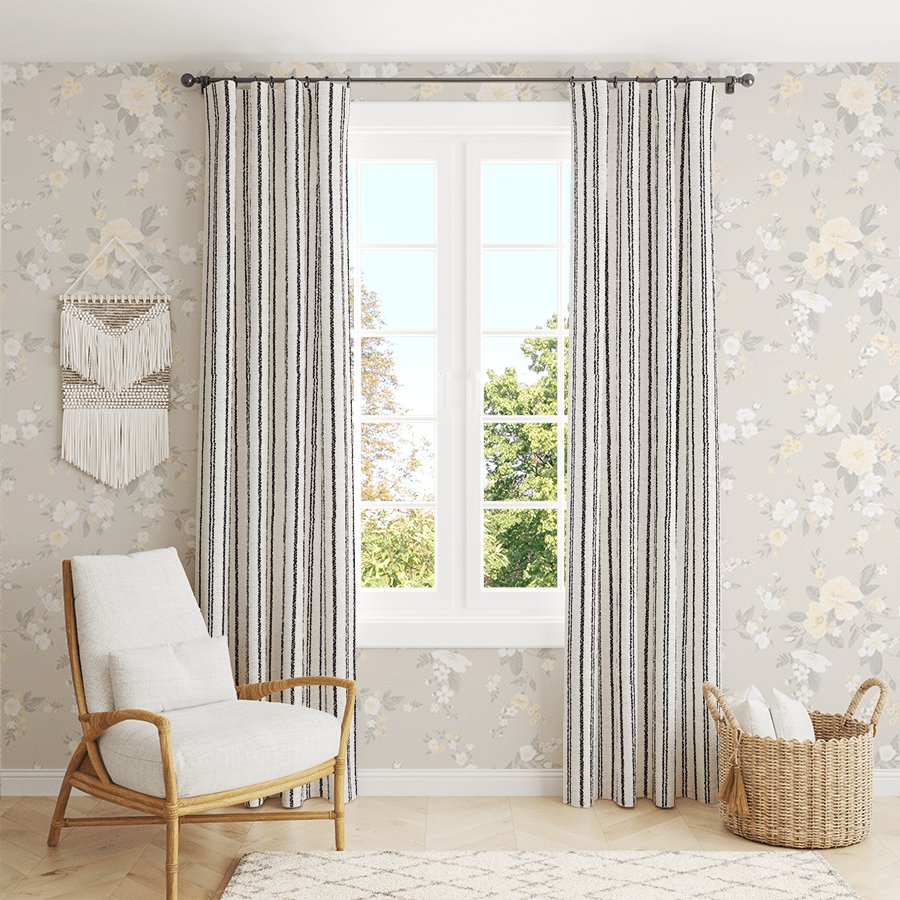 Lena Chalk Stripe wool custom curtains