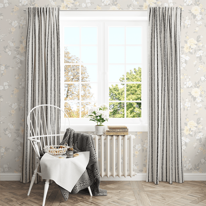 Lena Chalk Stripe wool custom curtains